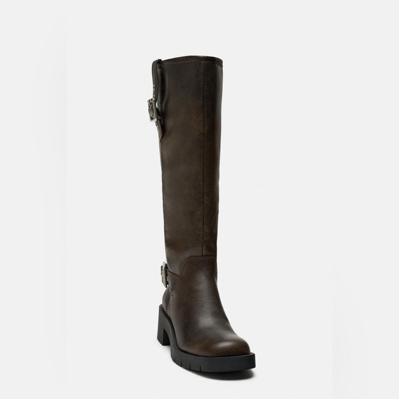 Zara boots cowboy coastal faux leather Brown Knee-High Boots - Picture 9 of 10